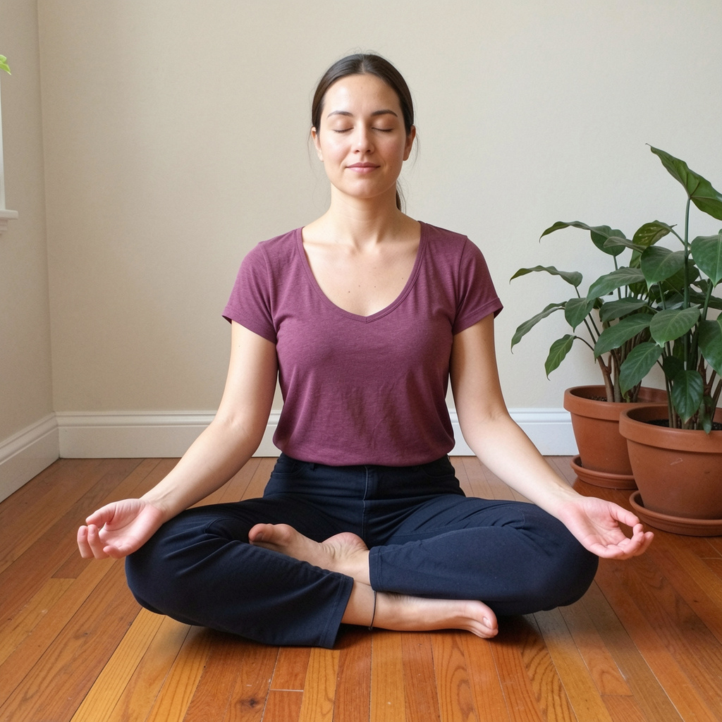 Person practicing meditation for inner peace and stress relief